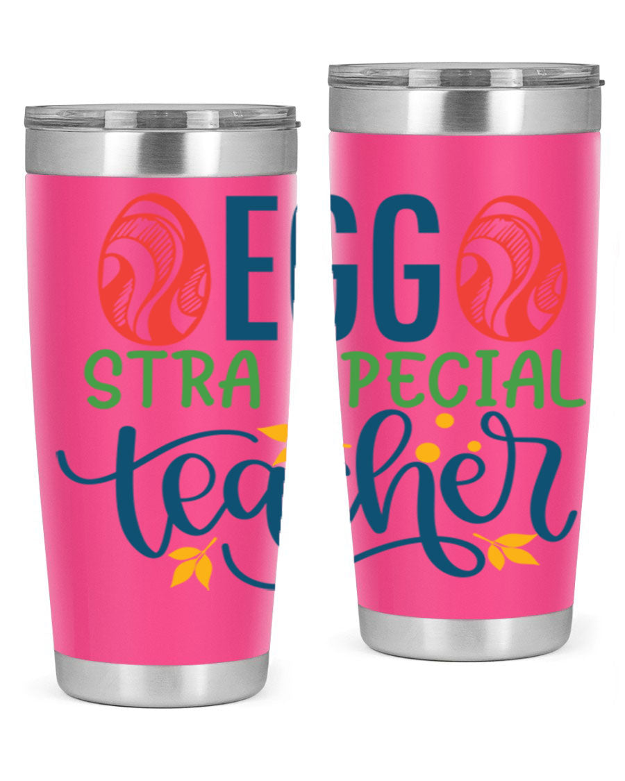Egg Stra Special Teacher Tumbler in stainless steel with a stylish design, featuring a press-in lid and double wall vacuum insulation.