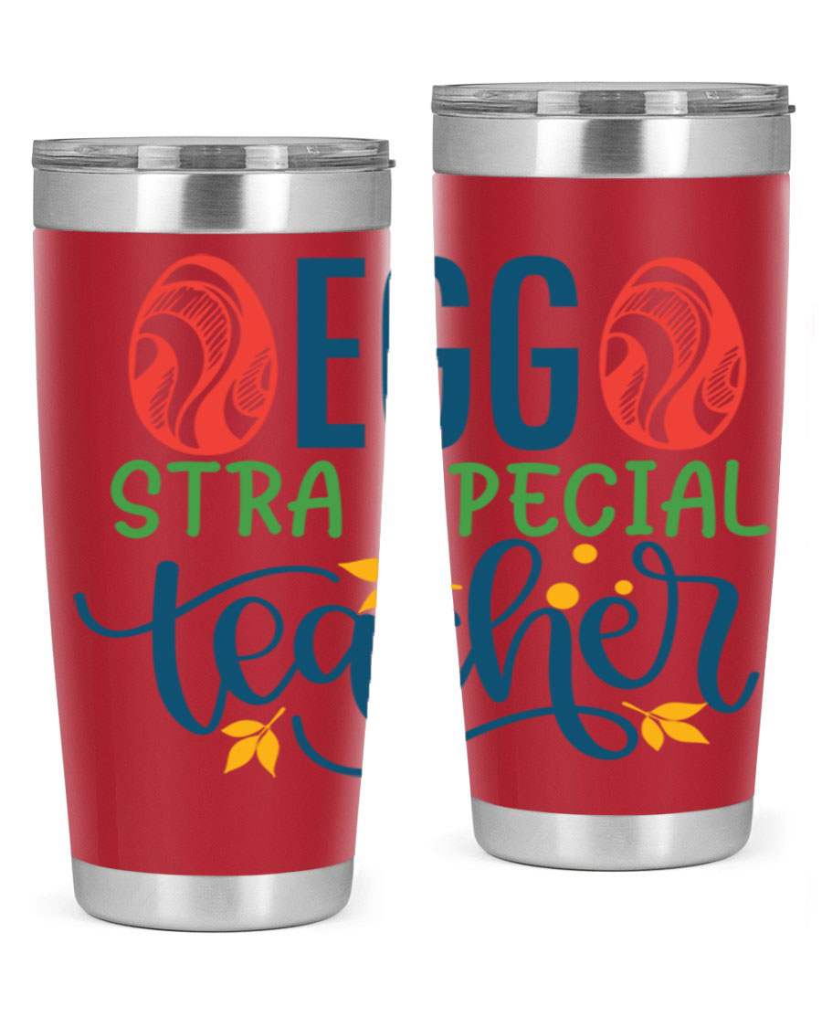 Egg Stra Special Teacher Tumbler in stainless steel with a stylish design, featuring a press-in lid and double wall vacuum insulation.