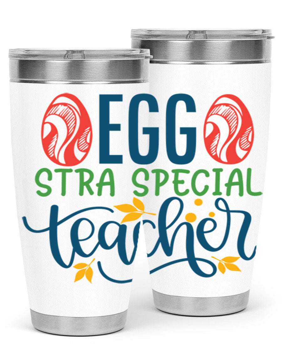 Egg Stra Special Teacher Tumbler in stainless steel with a stylish design, featuring a press-in lid and double wall vacuum insulation.
