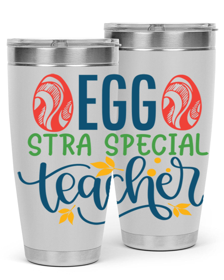 Egg Stra Special Teacher Tumbler in stainless steel with a stylish design, featuring a press-in lid and double wall vacuum insulation.