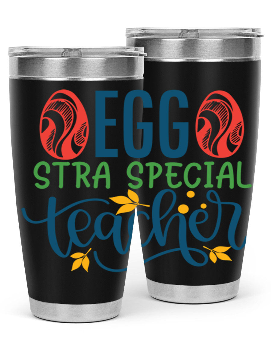 Egg Stra Special Teacher Tumbler in stainless steel with a stylish design, featuring a press-in lid and double wall vacuum insulation.