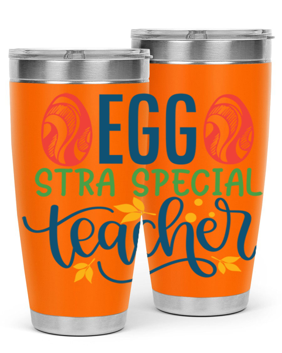 Egg Stra Special Teacher Tumbler in stainless steel with a stylish design, featuring a press-in lid and double wall vacuum insulation.