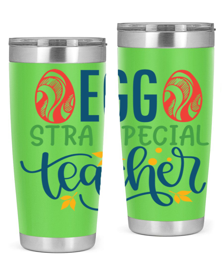 Egg Stra Special Teacher Tumbler in stainless steel with a stylish design, featuring a press-in lid and double wall vacuum insulation.