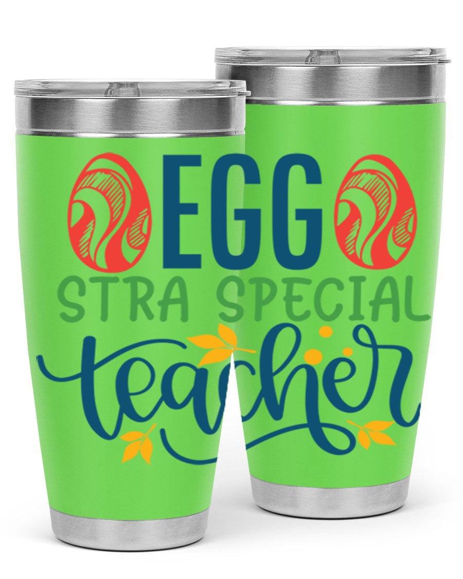 Egg Stra Special Teacher Tumbler in stainless steel with a stylish design, featuring a press-in lid and double wall vacuum insulation.