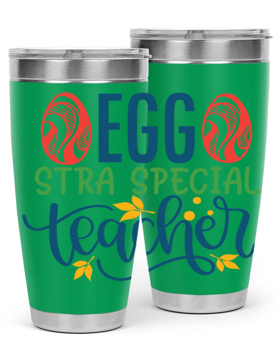 Egg Stra Special Teacher Tumbler in stainless steel with a stylish design, featuring a press-in lid and double wall vacuum insulation.