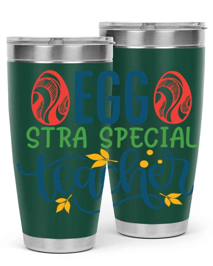 Egg Stra Special Teacher Tumbler in stainless steel with a stylish design, featuring a press-in lid and double wall vacuum insulation.