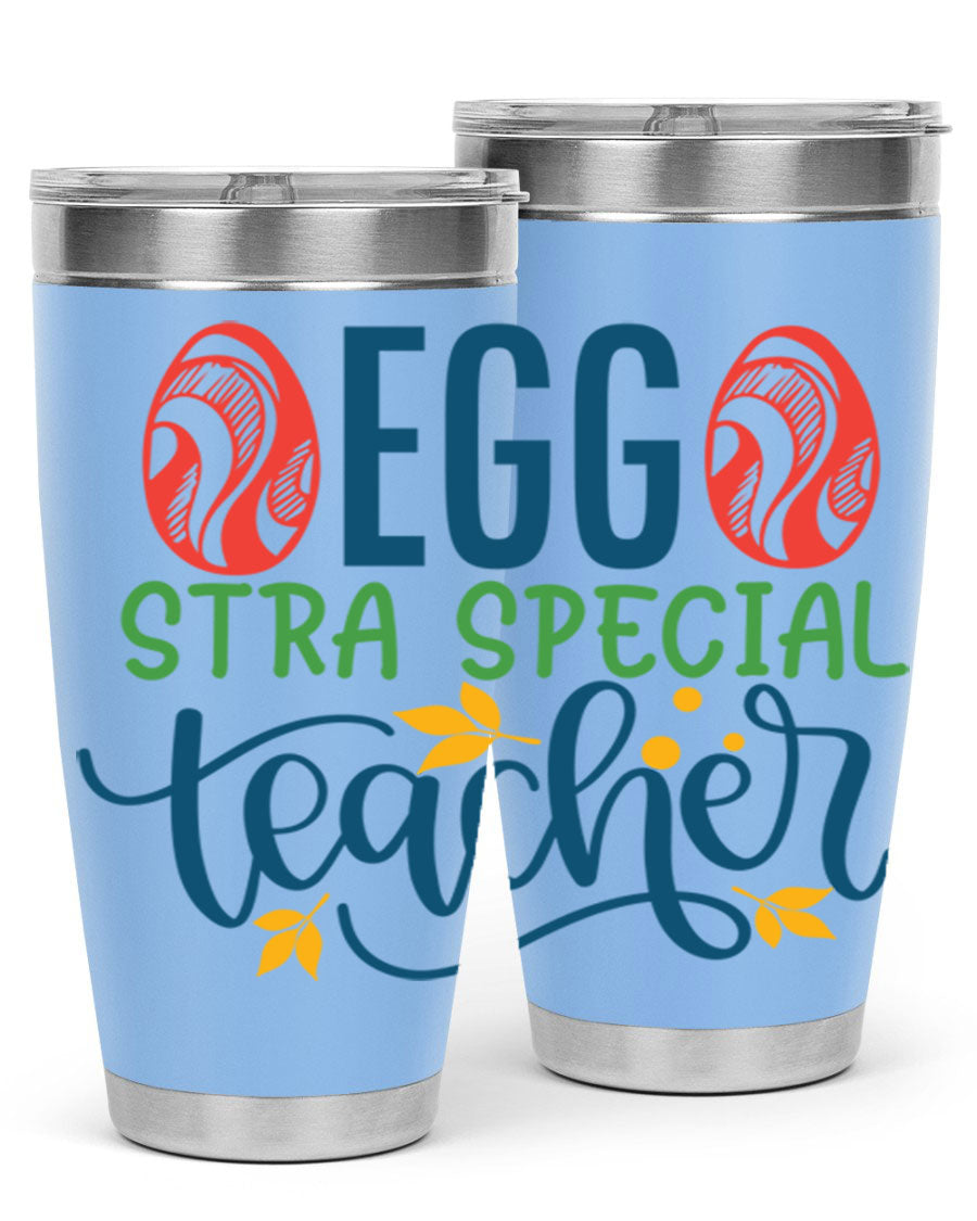 Egg Stra Special Teacher Tumbler in stainless steel with a stylish design, featuring a press-in lid and double wall vacuum insulation.