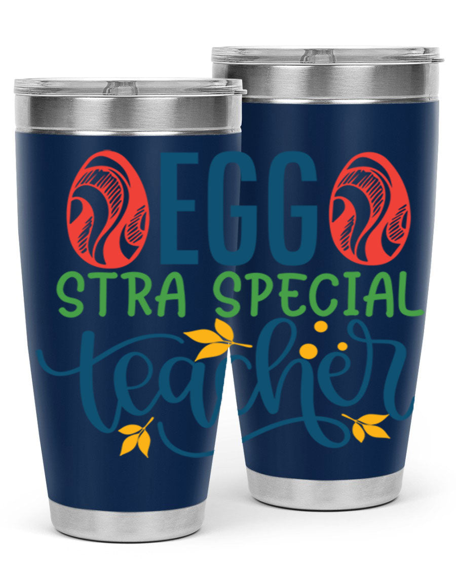 Egg Stra Special Teacher Tumbler in stainless steel with a stylish design, featuring a press-in lid and double wall vacuum insulation.