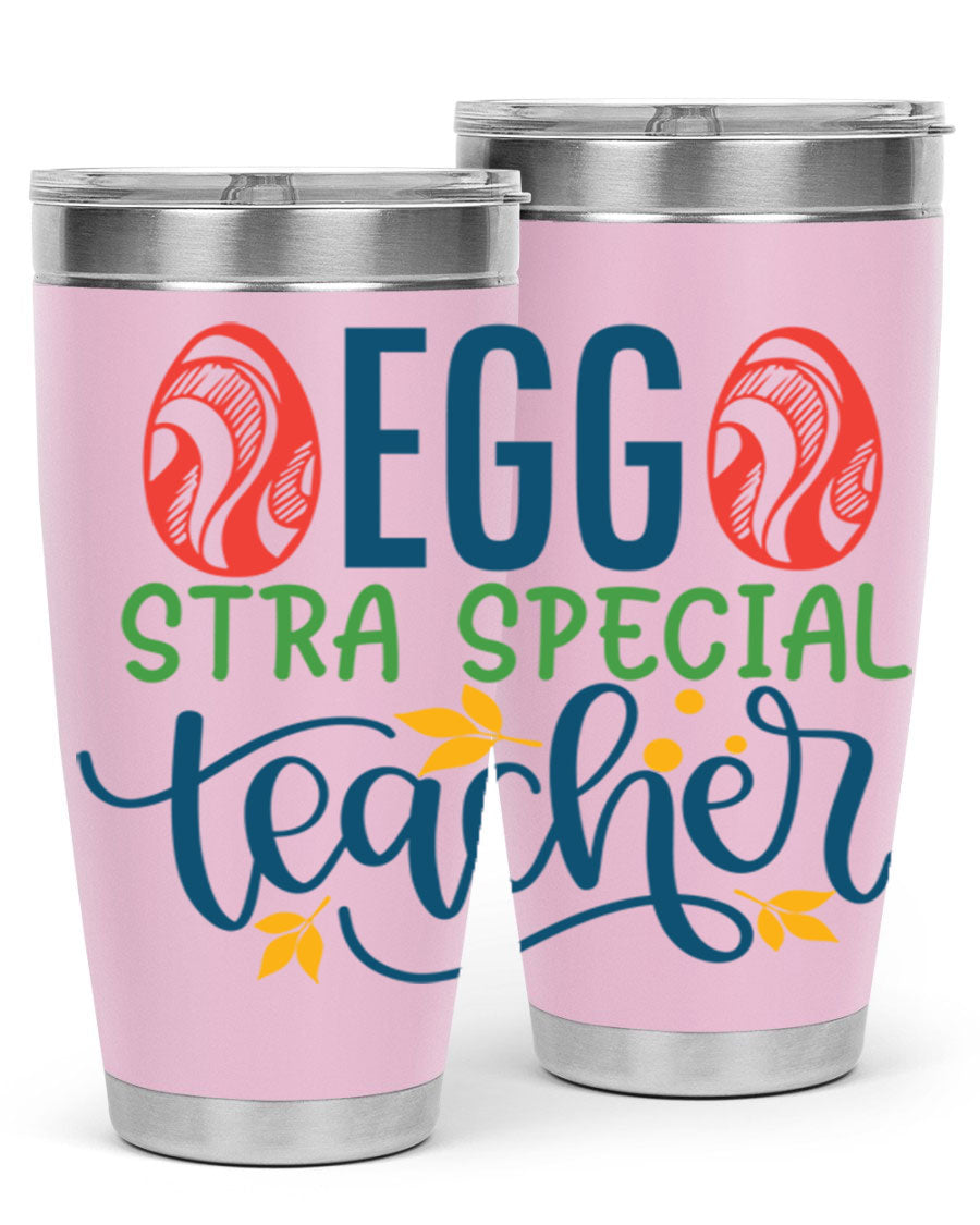 Egg Stra Special Teacher Tumbler in stainless steel with a stylish design, featuring a press-in lid and double wall vacuum insulation.