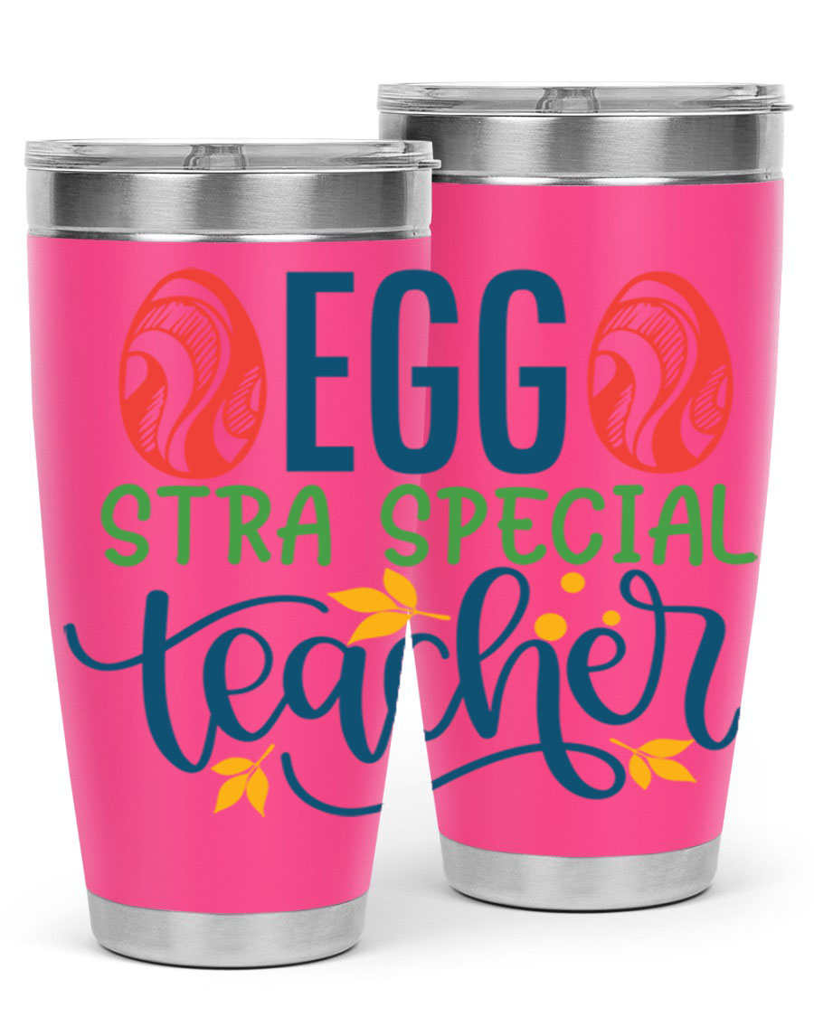 Egg Stra Special Teacher Tumbler in stainless steel with a stylish design, featuring a press-in lid and double wall vacuum insulation.