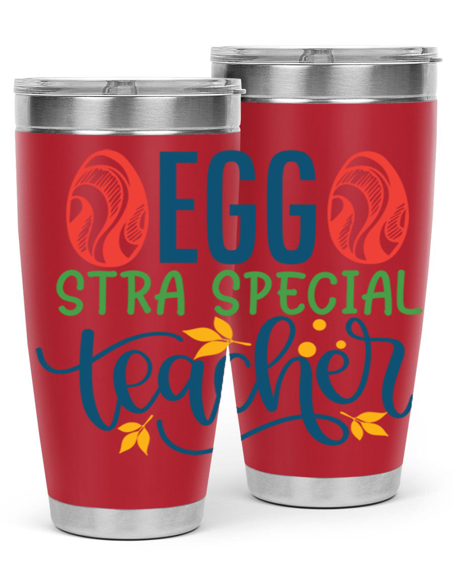 Egg Stra Special Teacher Tumbler in stainless steel with a stylish design, featuring a press-in lid and double wall vacuum insulation.