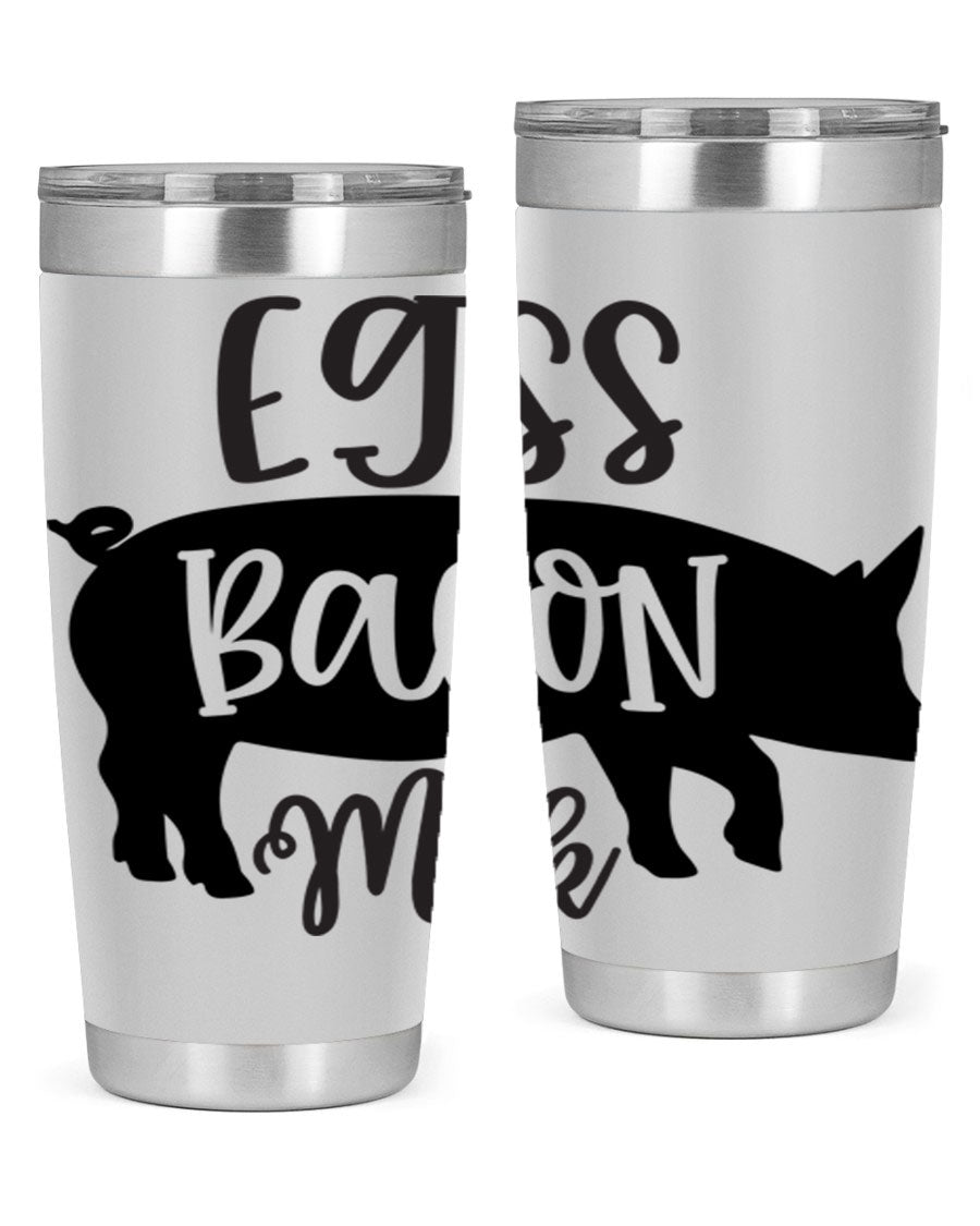 eggs bacon milk 108# tumbler in stainless steel with a drink-thru lid, showcasing its sleek design and double wall insulation.