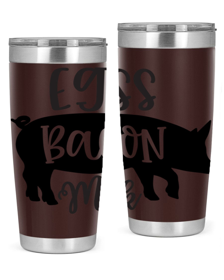 eggs bacon milk 108# tumbler in stainless steel with a drink-thru lid, showcasing its sleek design and double wall insulation.