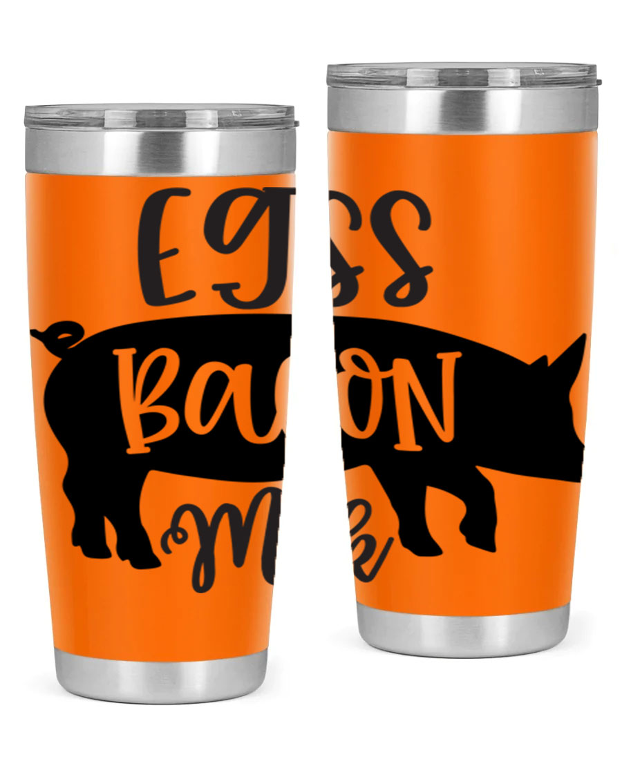 eggs bacon milk 108# tumbler in stainless steel with a drink-thru lid, showcasing its sleek design and double wall insulation.