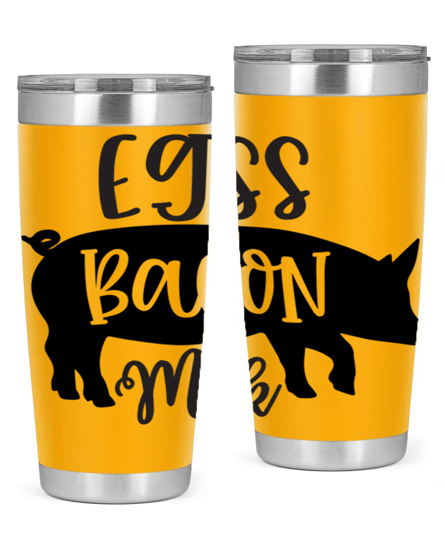 eggs bacon milk 108# tumbler in stainless steel with a drink-thru lid, showcasing its sleek design and double wall insulation.