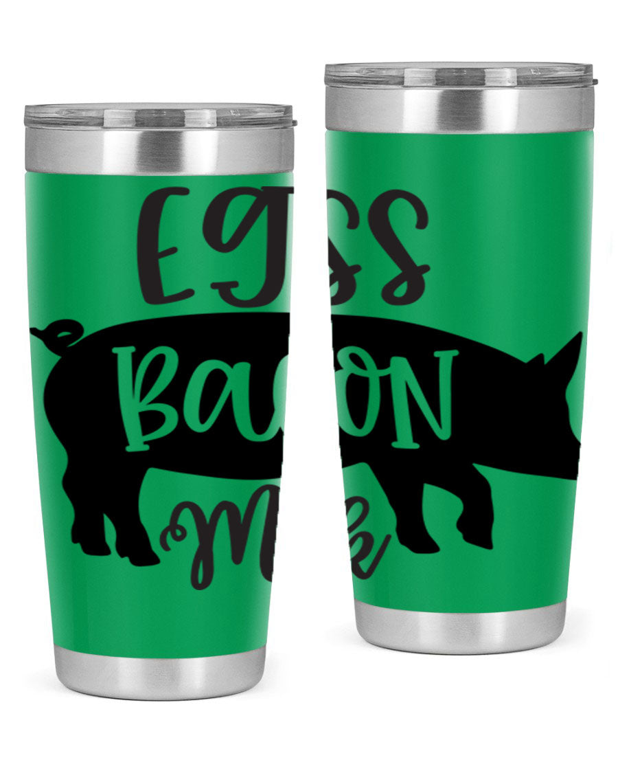 eggs bacon milk 108# tumbler in stainless steel with a drink-thru lid, showcasing its sleek design and double wall insulation.