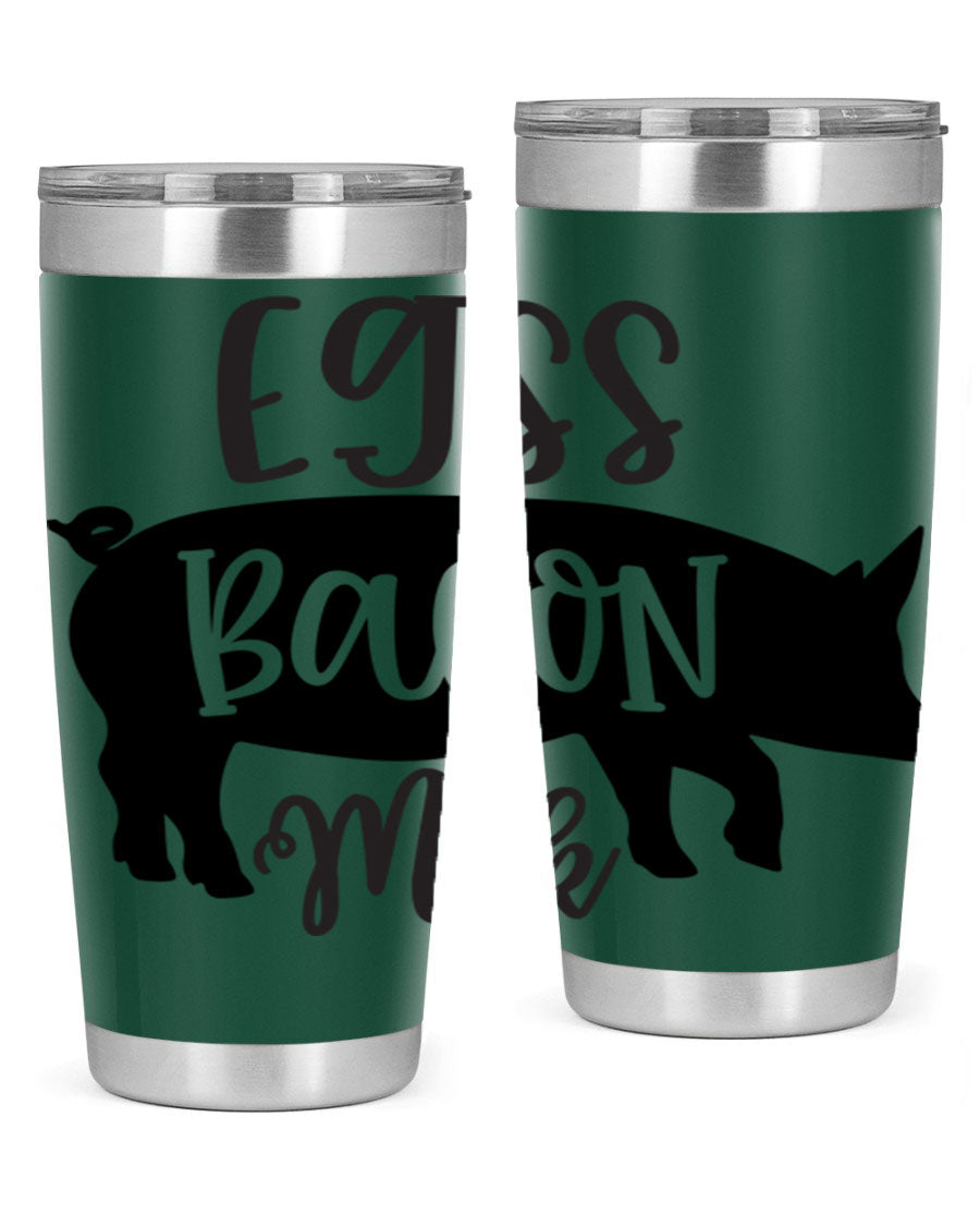 eggs bacon milk 108# tumbler in stainless steel with a drink-thru lid, showcasing its sleek design and double wall insulation.