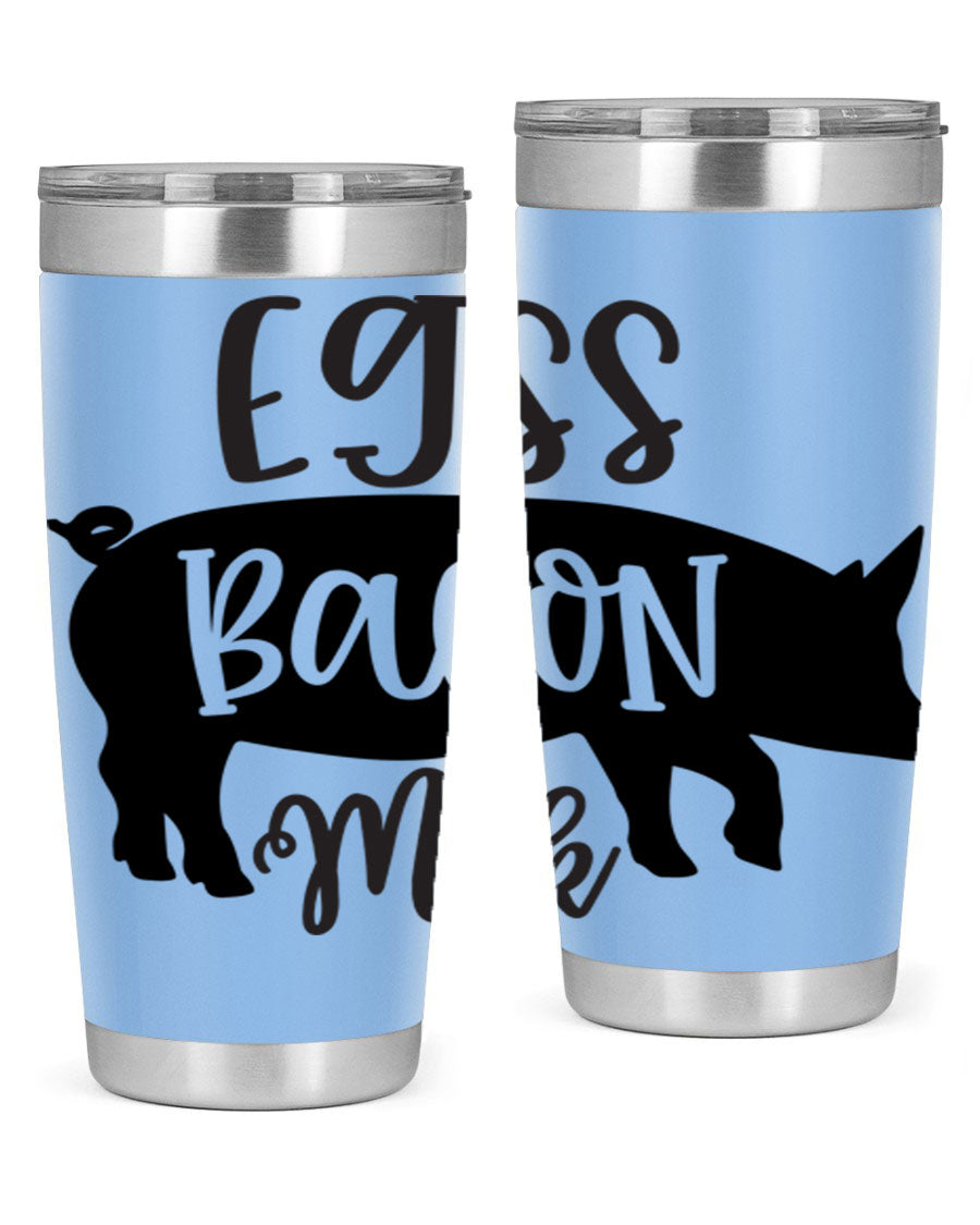 eggs bacon milk 108# tumbler in stainless steel with a drink-thru lid, showcasing its sleek design and double wall insulation.