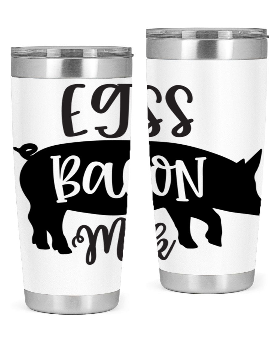 eggs bacon milk 108# tumbler in stainless steel with a drink-thru lid, showcasing its sleek design and double wall insulation.