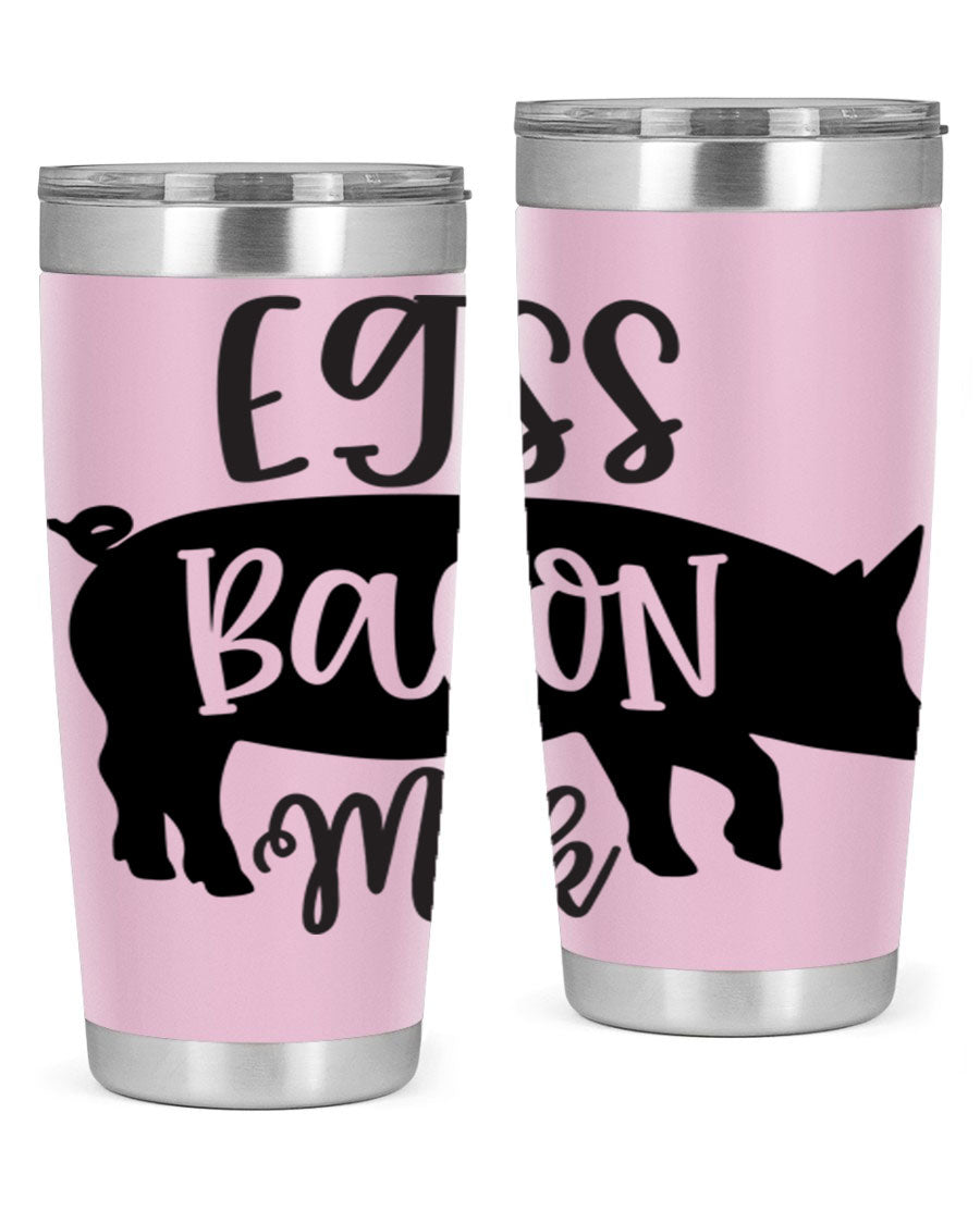 eggs bacon milk 108# tumbler in stainless steel with a drink-thru lid, showcasing its sleek design and double wall insulation.