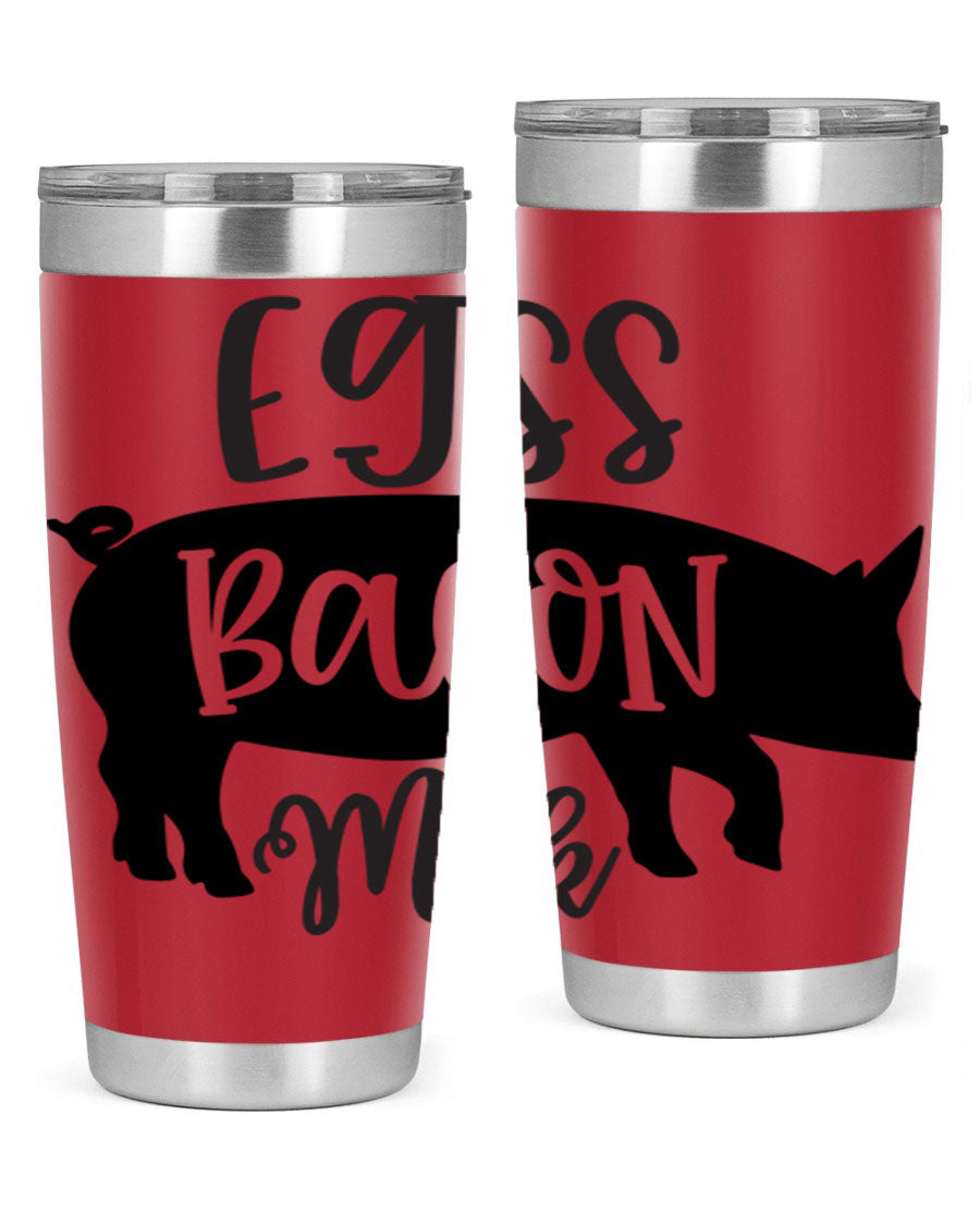 eggs bacon milk 108# tumbler in stainless steel with a drink-thru lid, showcasing its sleek design and double wall insulation.