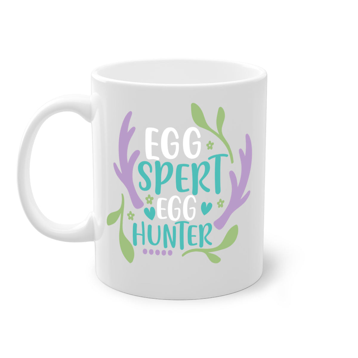 Eggspert Egg Hunter 81# Mug with colorful handle and glossy finish, perfect for Easter celebrations.