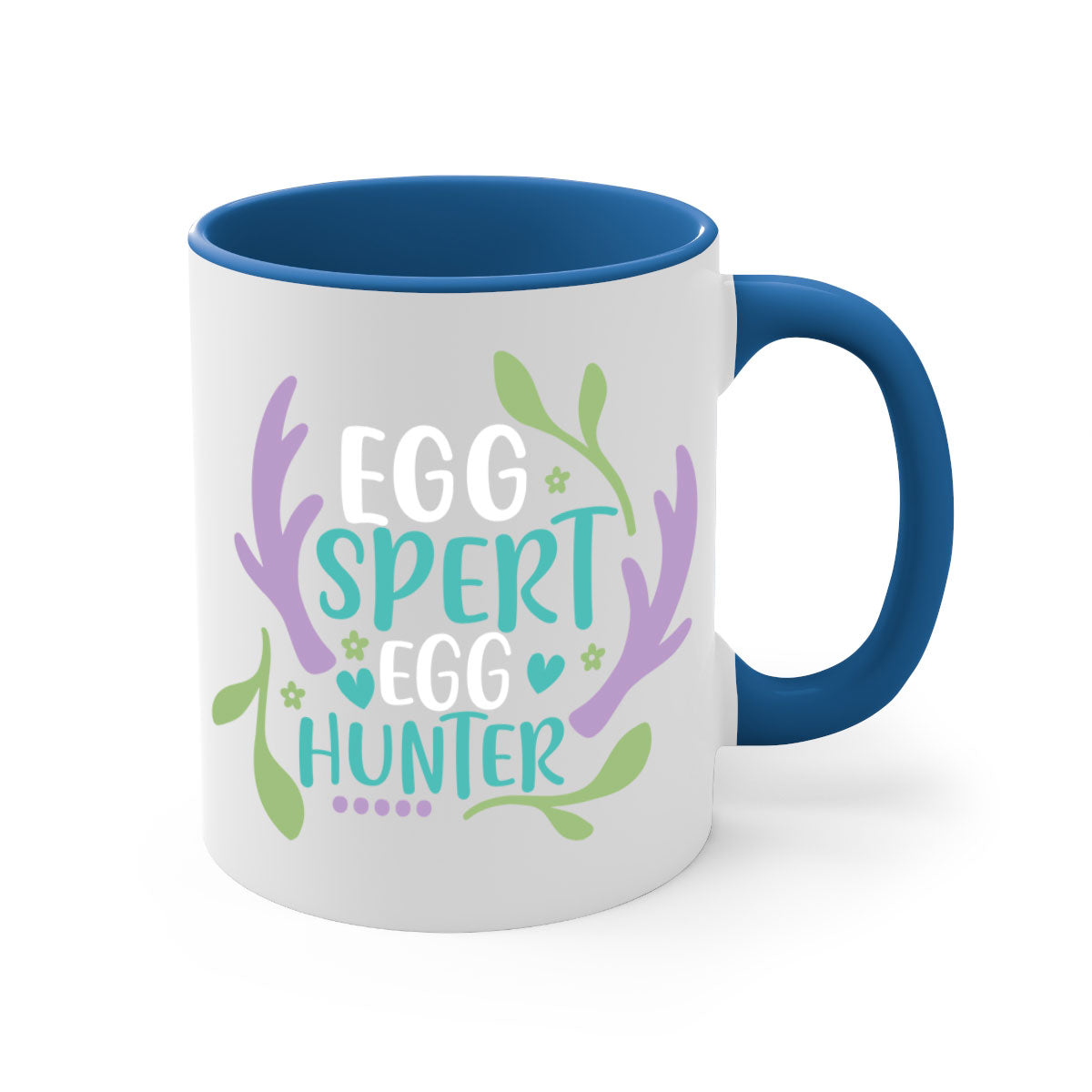 Eggspert Egg Hunter 81# Mug with colorful handle and glossy finish, perfect for Easter celebrations.