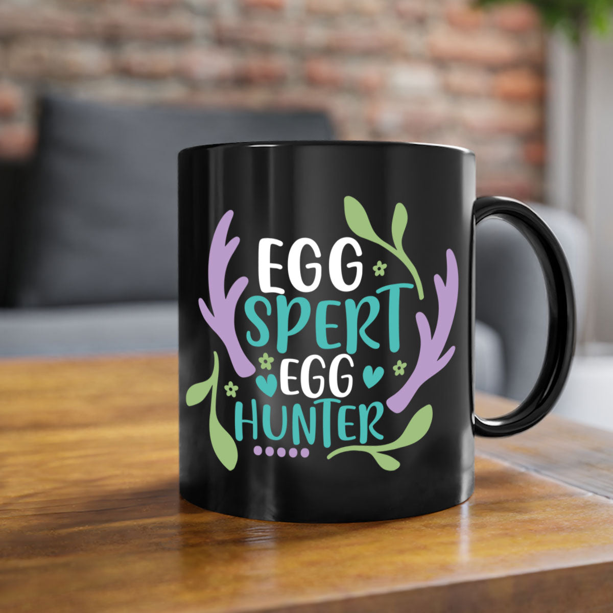 Eggspert Egg Hunter 81# Mug with colorful handle and glossy finish, perfect for Easter celebrations.