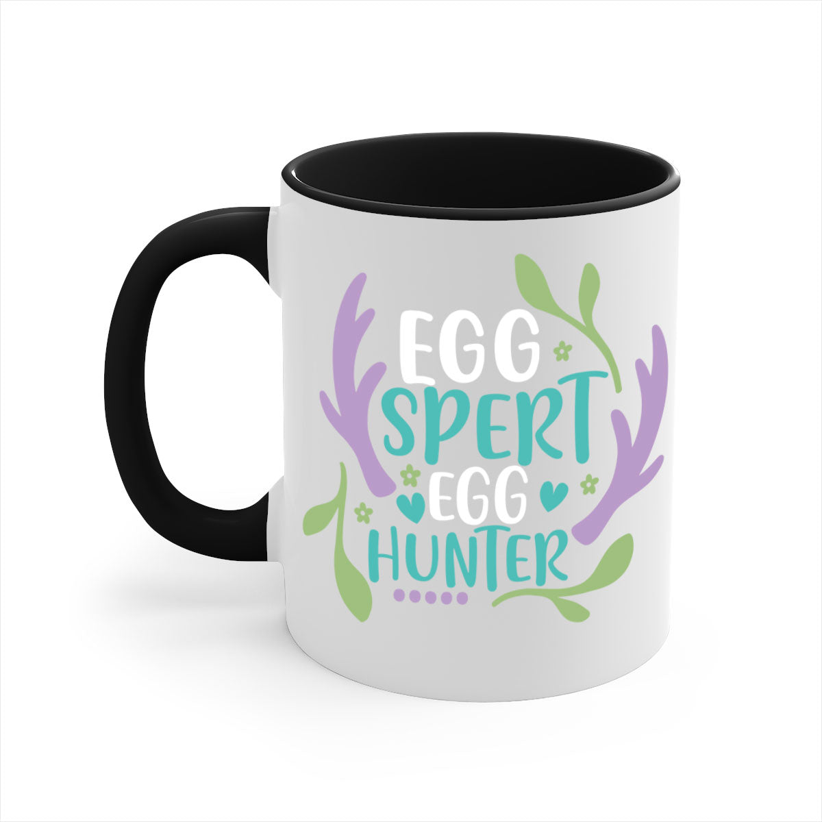 Eggspert Egg Hunter 81# Mug with colorful handle and glossy finish, perfect for Easter celebrations.