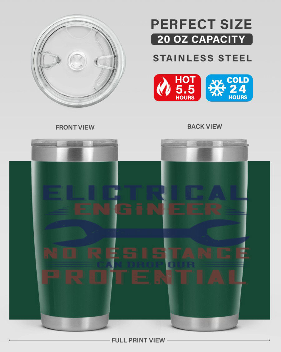 Electrical engineer themed stainless steel tumbler with double wall vacuum insulation, featuring a drink-thru lid and printed design.