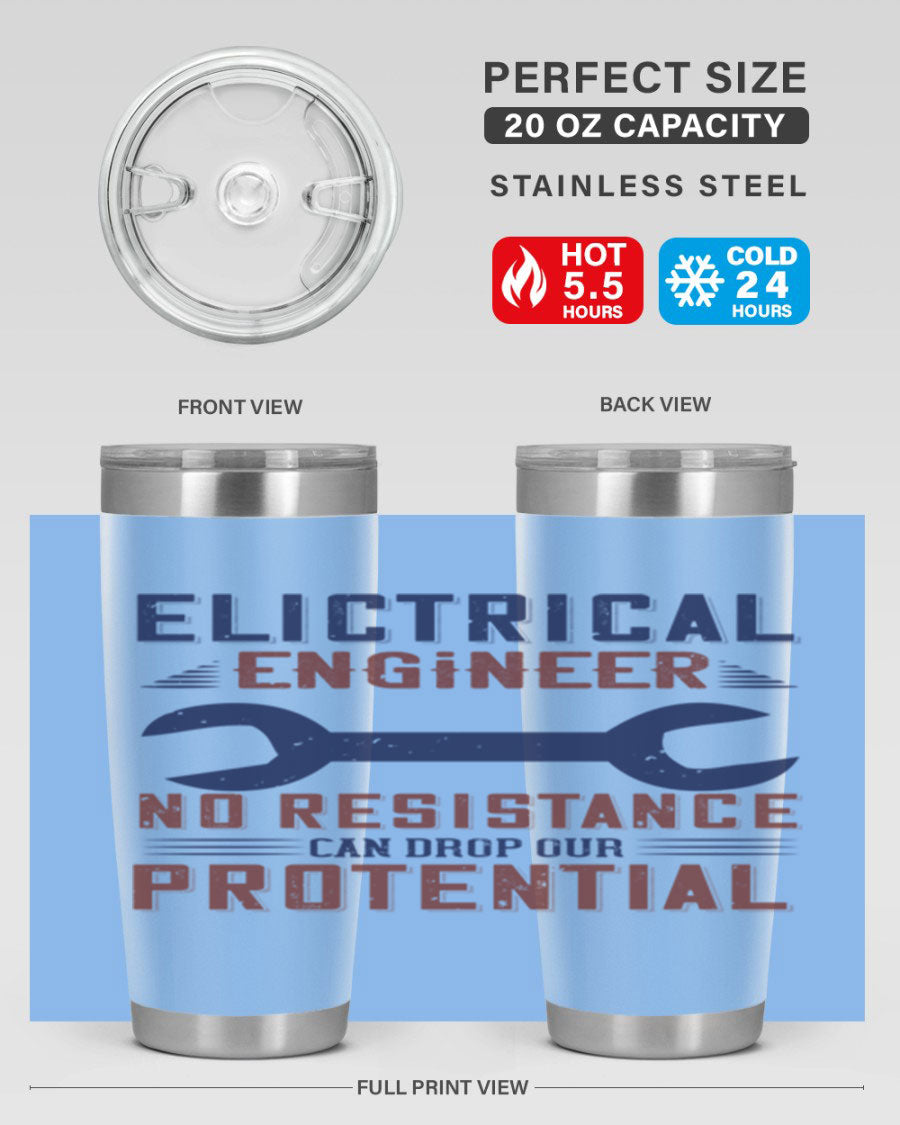 Electrical engineer themed stainless steel tumbler with double wall vacuum insulation, featuring a drink-thru lid and printed design.