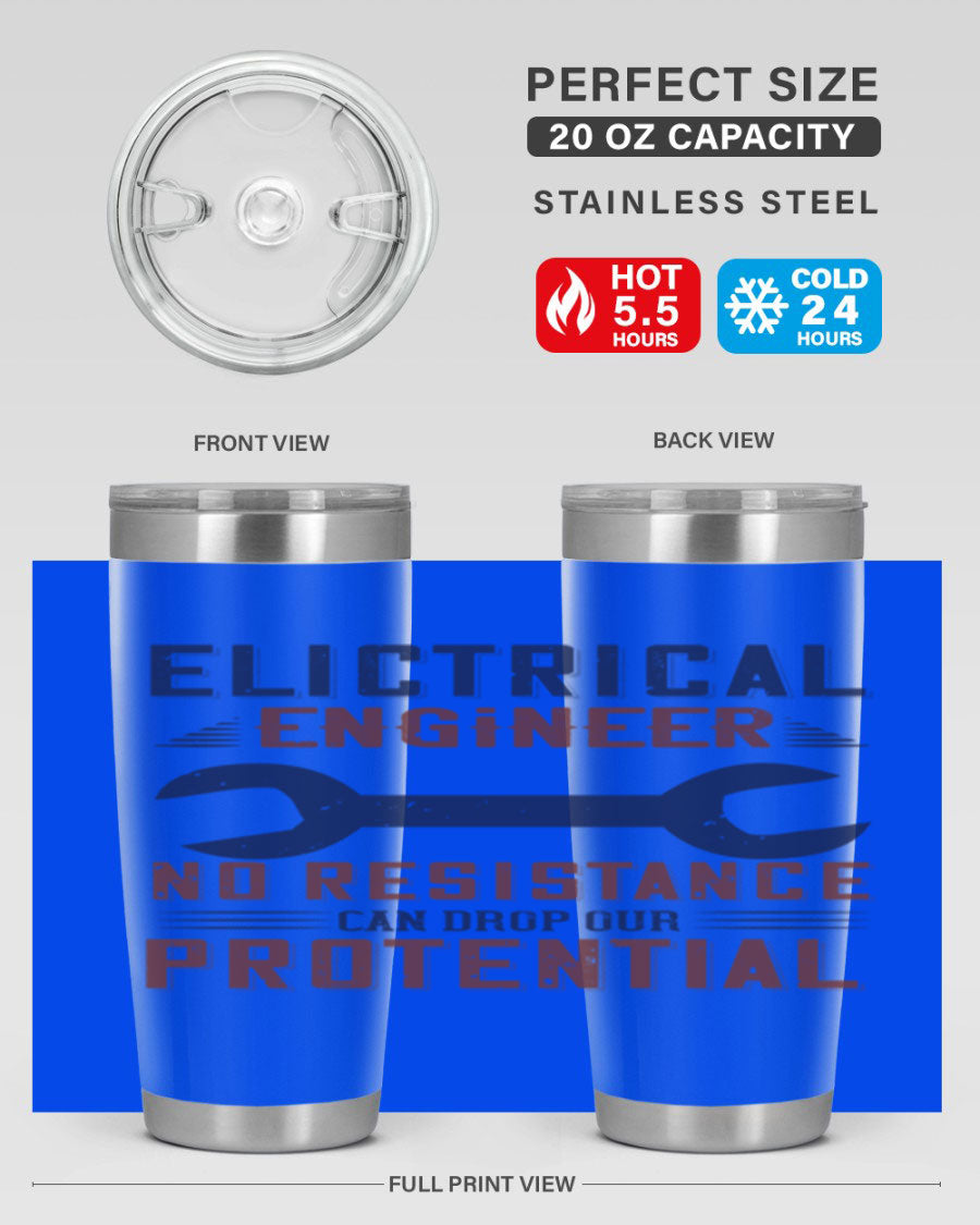 Electrical engineer themed stainless steel tumbler with double wall vacuum insulation, featuring a drink-thru lid and printed design.