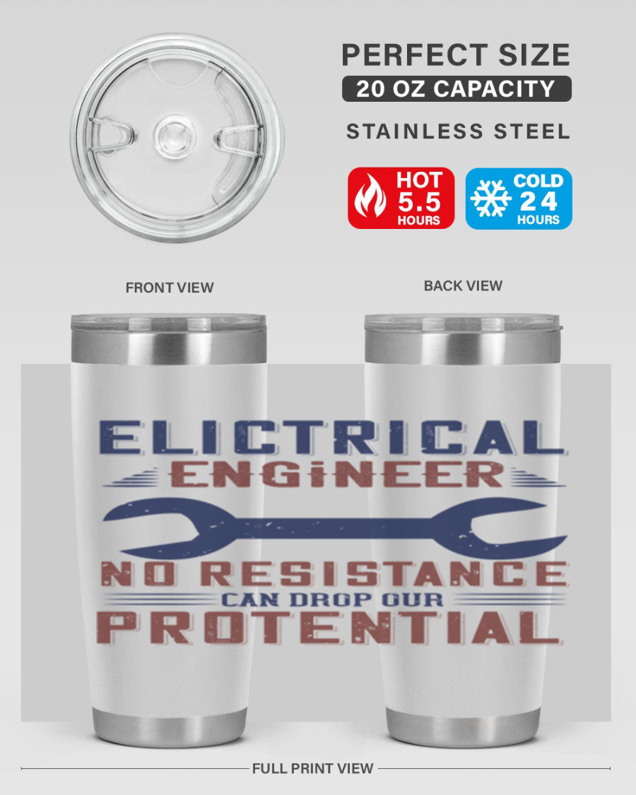 Electrical engineer themed stainless steel tumbler with double wall vacuum insulation, featuring a drink-thru lid and printed design.