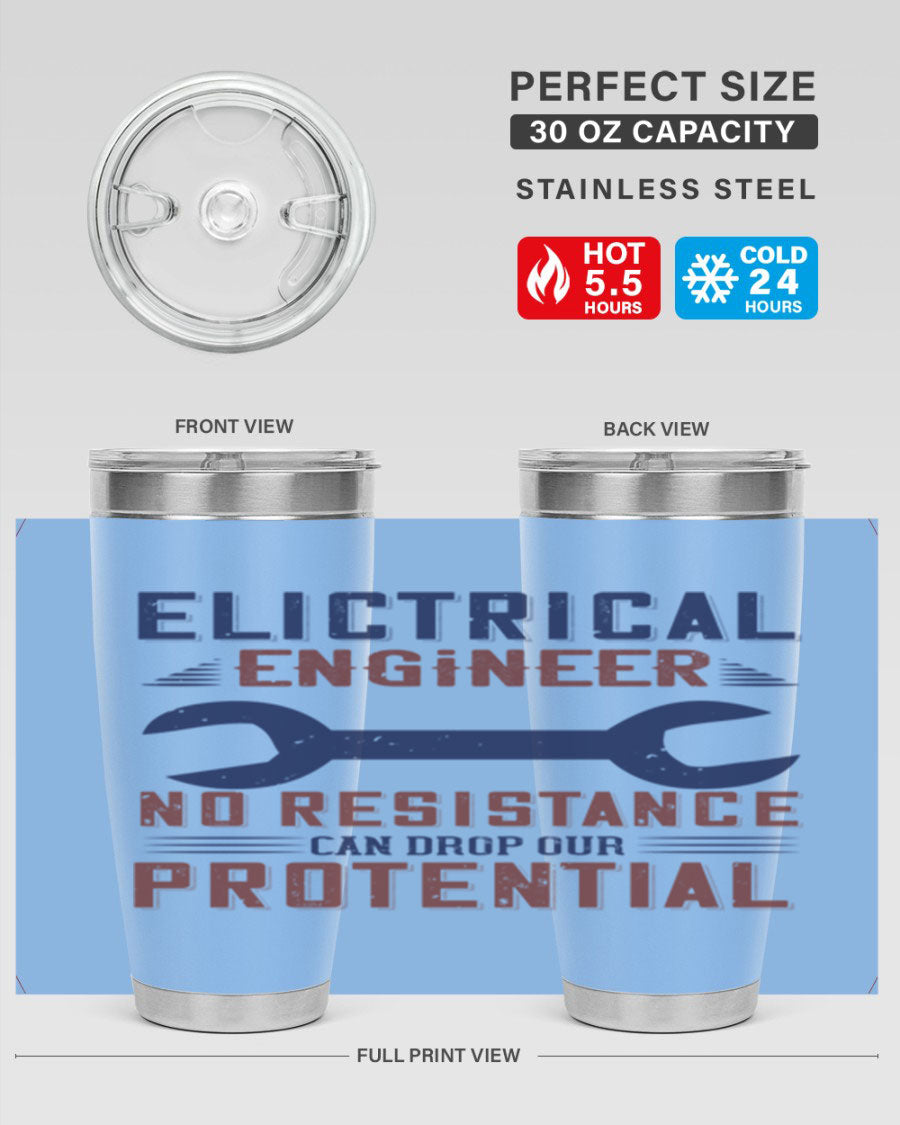 Electrical engineer themed stainless steel tumbler with double wall vacuum insulation, featuring a drink-thru lid and printed design.