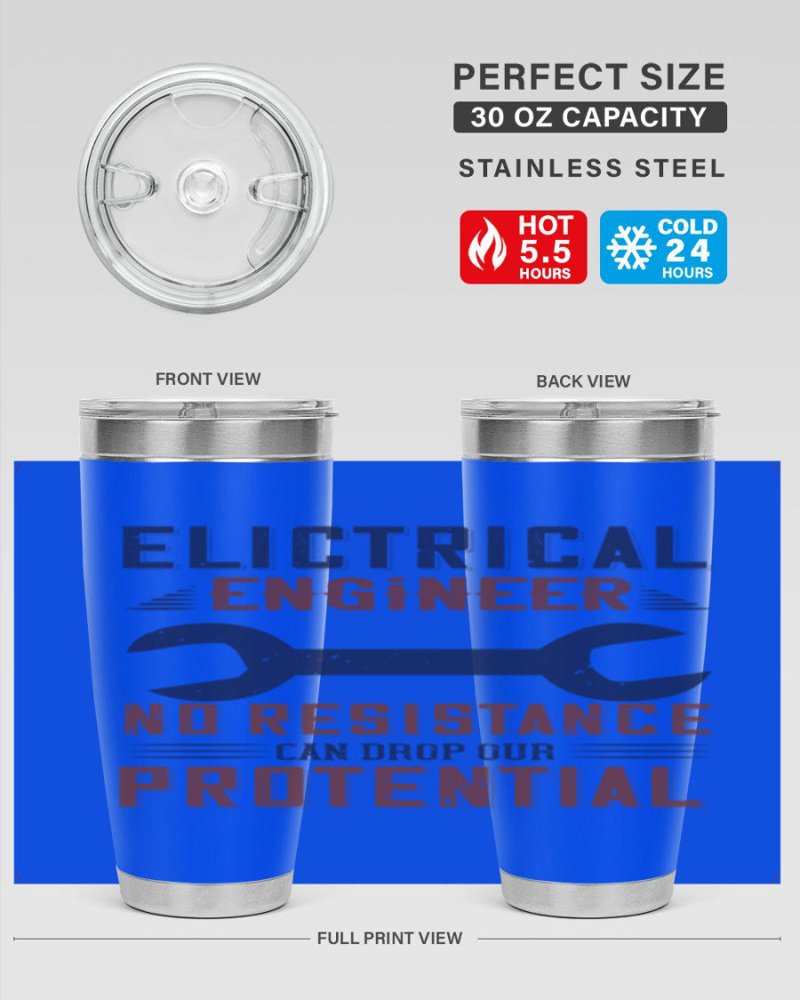 Electrical engineer themed stainless steel tumbler with double wall vacuum insulation, featuring a drink-thru lid and printed design.