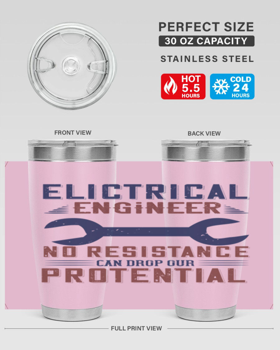 Electrical engineer themed stainless steel tumbler with double wall vacuum insulation, featuring a drink-thru lid and printed design.