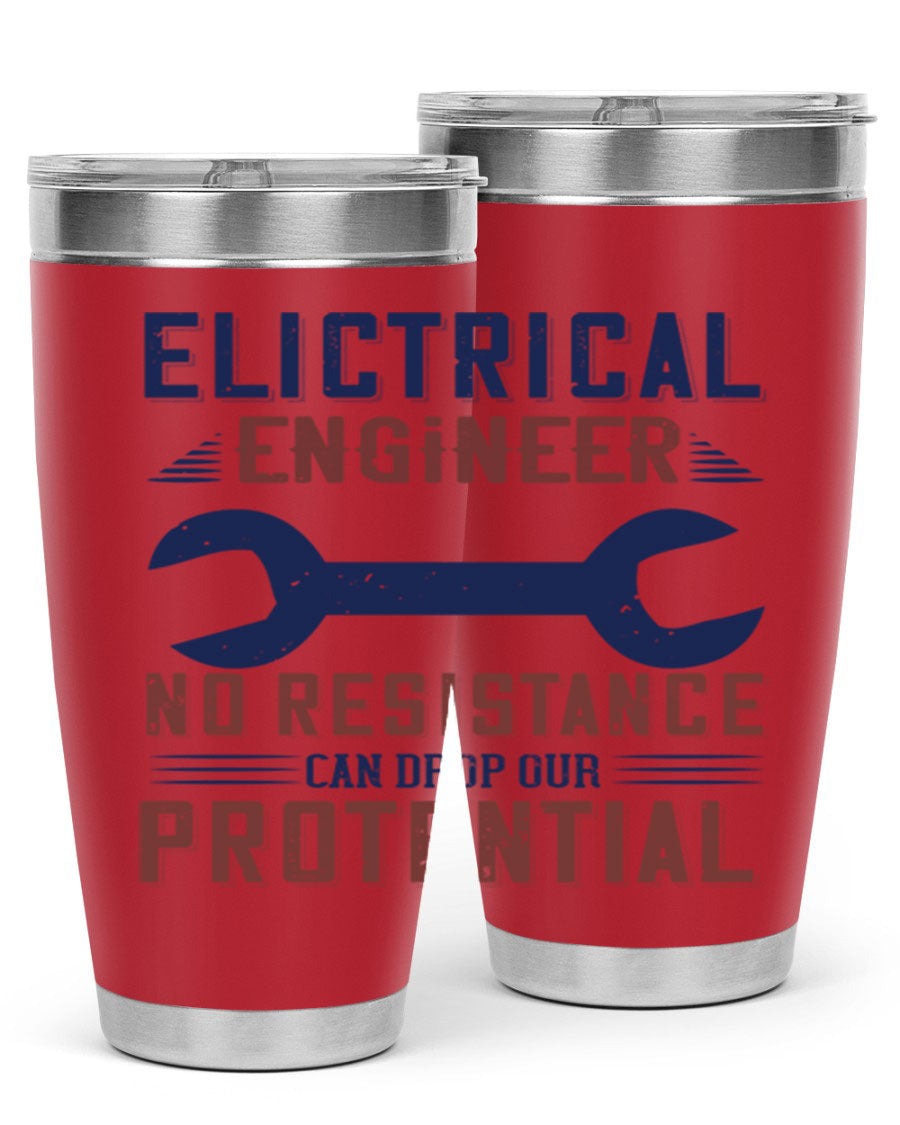 Electrical engineer themed stainless steel tumbler with double wall vacuum insulation, featuring a drink-thru lid and printed design.