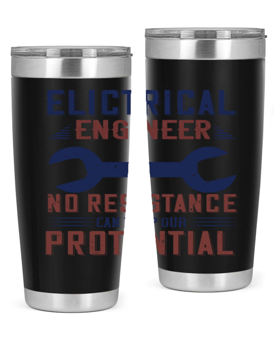 Electrical engineer themed stainless steel tumbler with double wall vacuum insulation, featuring a drink-thru lid and printed design.