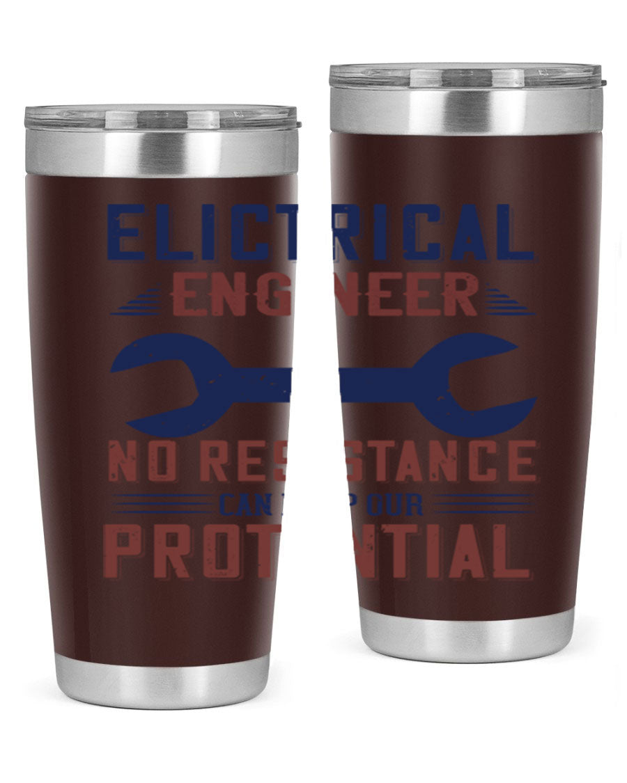 Electrical engineer themed stainless steel tumbler with double wall vacuum insulation, featuring a drink-thru lid and printed design.