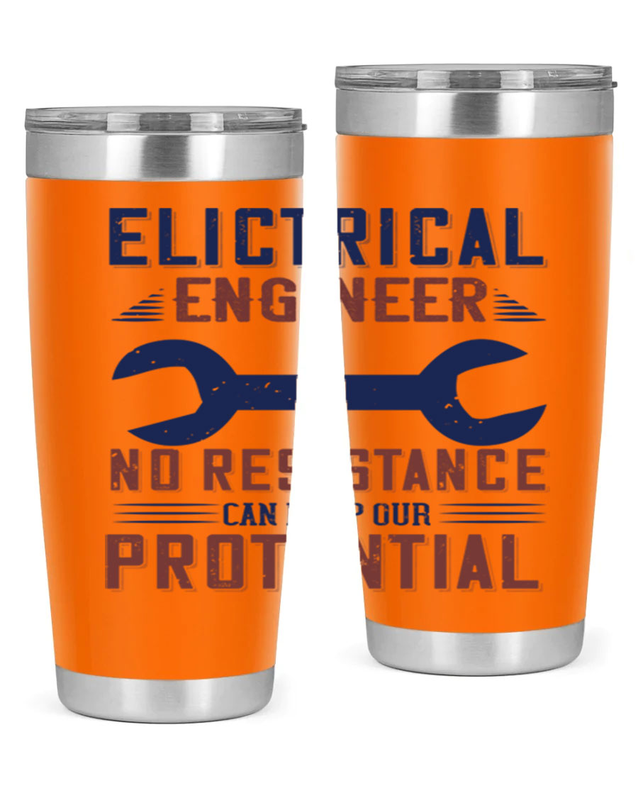 Electrical engineer themed stainless steel tumbler with double wall vacuum insulation, featuring a drink-thru lid and printed design.