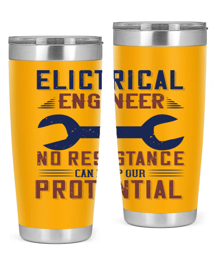 Electrical engineer themed stainless steel tumbler with double wall vacuum insulation, featuring a drink-thru lid and printed design.