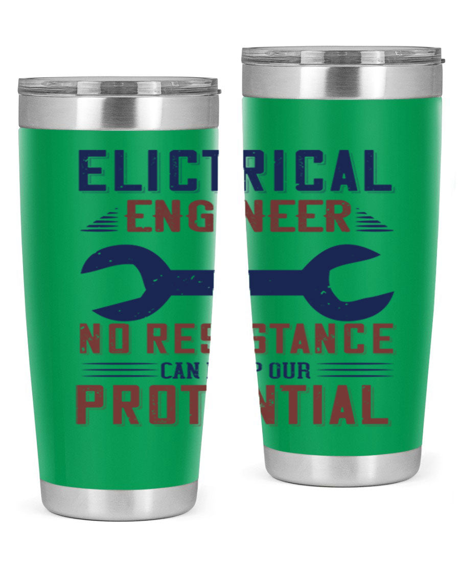 Electrical engineer themed stainless steel tumbler with double wall vacuum insulation, featuring a drink-thru lid and printed design.