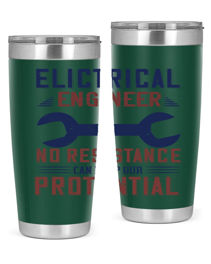 Electrical engineer themed stainless steel tumbler with double wall vacuum insulation, featuring a drink-thru lid and printed design.