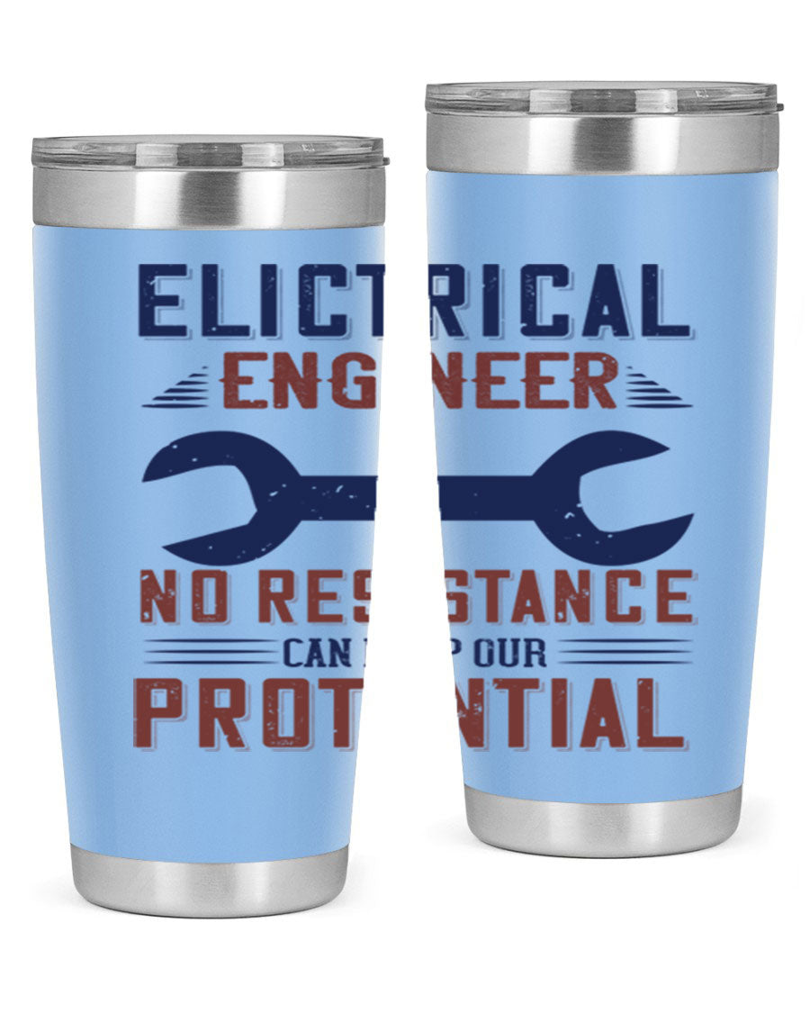 Electrical engineer themed stainless steel tumbler with double wall vacuum insulation, featuring a drink-thru lid and printed design.