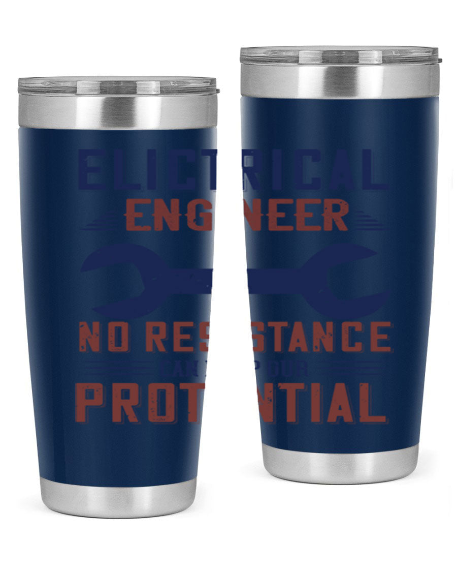 Electrical engineer themed stainless steel tumbler with double wall vacuum insulation, featuring a drink-thru lid and printed design.