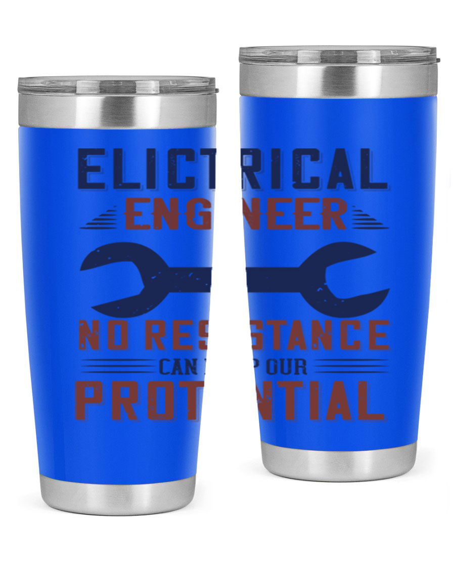 Electrical engineer themed stainless steel tumbler with double wall vacuum insulation, featuring a drink-thru lid and printed design.