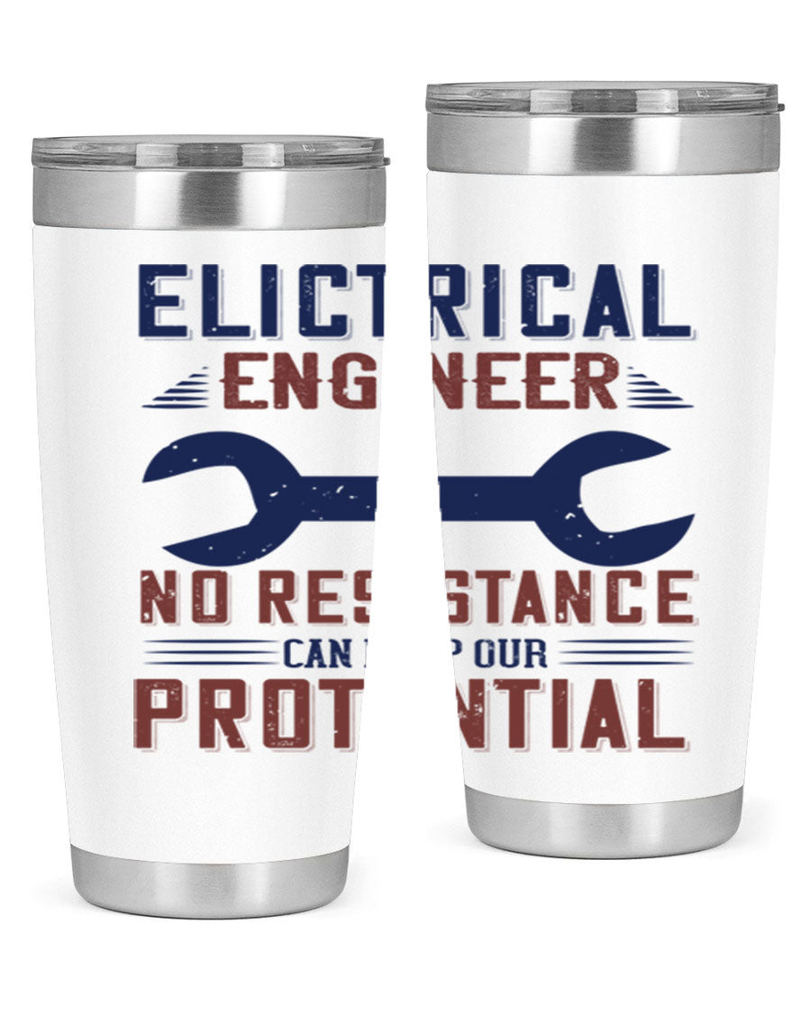 Electrical engineer themed stainless steel tumbler with double wall vacuum insulation, featuring a drink-thru lid and printed design.