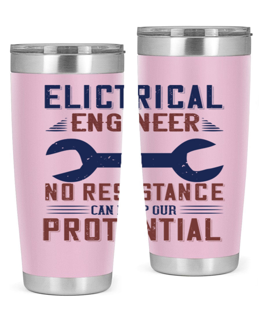 Electrical engineer themed stainless steel tumbler with double wall vacuum insulation, featuring a drink-thru lid and printed design.