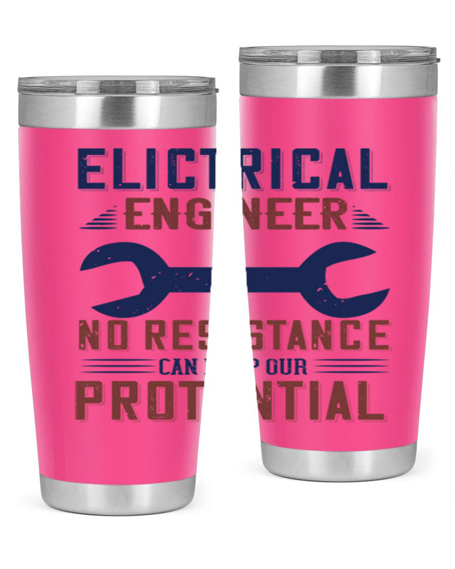 Electrical engineer themed stainless steel tumbler with double wall vacuum insulation, featuring a drink-thru lid and printed design.