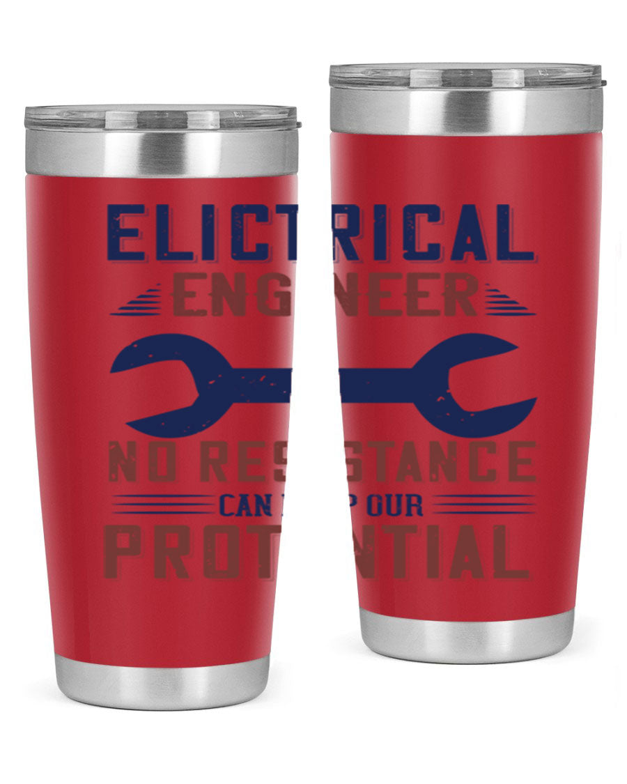 Electrical engineer themed stainless steel tumbler with double wall vacuum insulation, featuring a drink-thru lid and printed design.